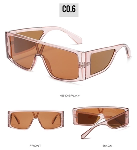 Vue triple de lunettes de soleil oversize avec verres latéraux et pont de nez en V