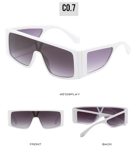 Vue triple des lunettes de soleil masque blanches avec verres dégradés violets