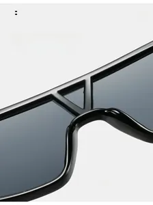 Gros plan sur les plaquettes intégrées de lunettes de soleil noires surdimensionnées