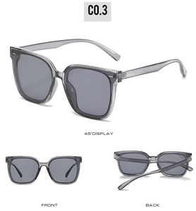 Occhiali da sole squadrati oversize C0.3 montatura grigia lenti grigie viste frontale
