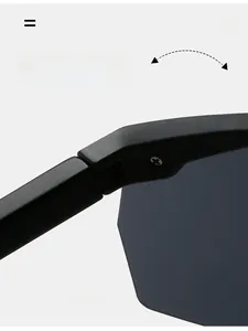 Close-up of durable texture hinge on black matte frame cycling sunglasses