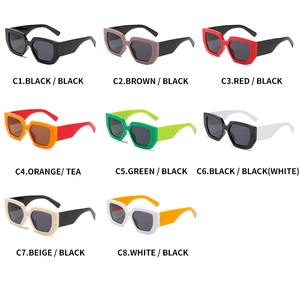 Detailed grid view showcasing eight color variants of vintage square wide-leg sunglasses