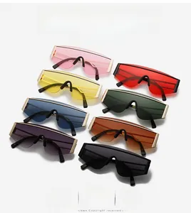Matrix display of eight colors of fashion oversized rimless square metal sunglasses