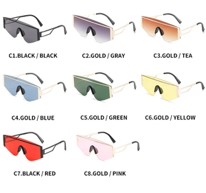 Multiple color options for oversized square rimless sunglasses with metal temples