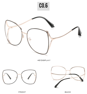 Three-view close-up of rose gold polygonal sunglasses with black frame details
