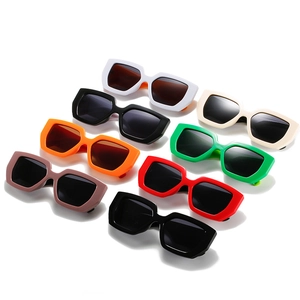 Retro square thick frame sunglasses in multiple vibrant colors for men and women