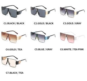 Collection of oversized square sunglasses featuring various colorful lenses and frames