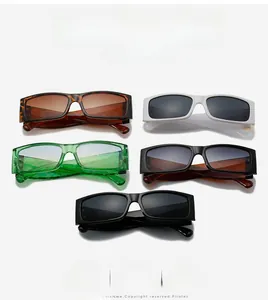 Details der quadratischen Sonnenbrille mit fünf Farben und Bügeln mit Litschi-Textur