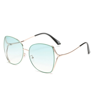 Women Oversized Cat Eye Sunglasses Irregular Polygonal Metal Frame UV400 Protection Gradient Lens Fashion Vintage Eyewear