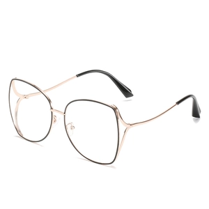 Stylish rose gold polygonal cat-eye metal sunglasses with elegant black frame accents