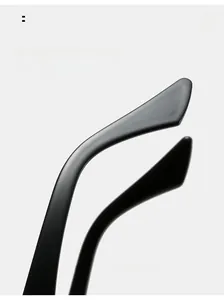 Macro detail of ergonomic curved matte black sunglass temples for comfortable wear