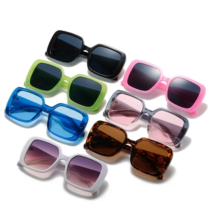 Chic square oversized sunglasses set in various jelly colors with a sleek resin frame