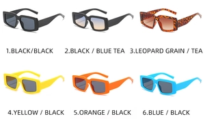 Collage de lunettes de soleil rétro rectangulaires épaisses en six coloris tendance