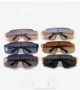 Detailed selection of punk oversized shield sunglasses in six various vibrant lens colors