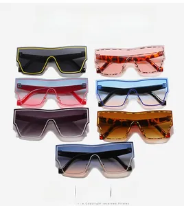 Flat top shield sunglasses set featuring seven assorted gradient lens color combinations