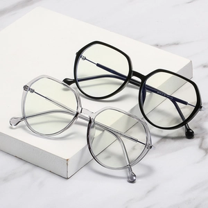 Minimalist TR90 anti-blue light polygon eyewear frames for women in black and transparent