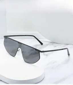 Close-up of sleek metal frame with shield lenses and soft silicone nose pads