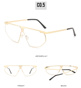 Multi-angle view of gold metal sunglasses frames with black temple tips for modern street style