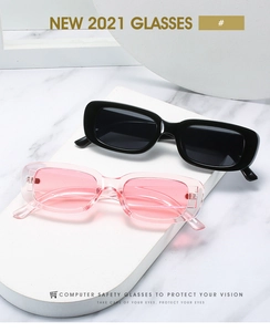 Detail view of stylish kids rectangular sunglasses with wide temples and integrated nose pads
