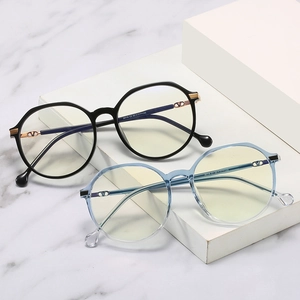 Ultralight TR90 alloy glasses frame in black and translucent ice blue colors
