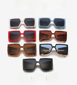Multiple fashion square frame sunglasses in various colors with golden metal hinge details