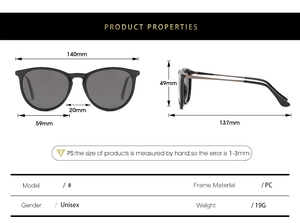 Detailed size specifications and dimensions for 4171 polarized unisex sunglasses