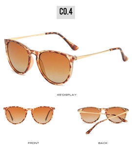 Detailed multi-angle views of tortoiseshell polarized sunglasses with orange gradient lenses