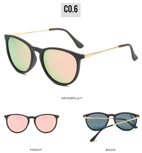 Polarized sunglasses with black frames and gradient lenses shown from three angles