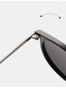 Macro detail of the durable metal hinge on these stylish black polarized sunglasses
