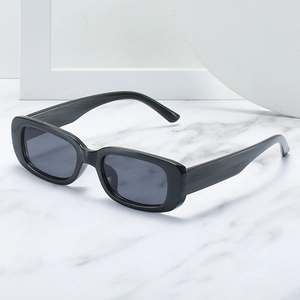 Kids vintage black rectangular sunglasses with dark lenses for boys and girls fashion
