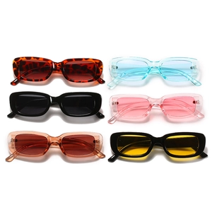 Retro rectangular kids sunglasses in six assorted colors with a durable plastic frame