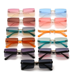 Fashionable square sunglasses set with various colorful lenses and metal bridge