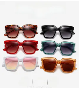 Dettaglio di sei occhiali da sole quadrati vintage con montature spesse in vari colori