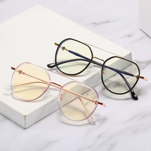 TR90 hybrid square blue light glasses frame with elegant metal cross detail on temples