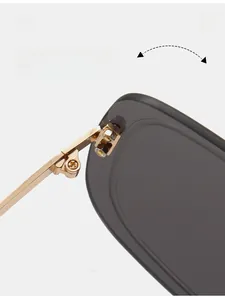 Détail du haut-de-gamme charnière en métal doré sur lunettes de soleil oversize