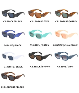 Collection of rectangle wide-frame sunglasses in 10 colors including leopard and solid tones