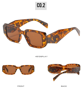 Three angles of tortoise shell square sunglasses with wide frames and thick temples