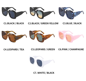 Grille de détails de lunettes de soleil carrées oversize avec sept options de couleurs