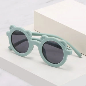 Kids Sunglasses Cute Bear Ear Design UV400 Protection PC Frame Round Fashion Sunwear For Toddler Children Boys Girls