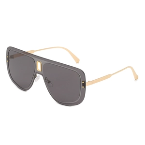 Lunettes De Soleil Shield Surdimensionnées Mode Monture Métallique Protection UV400 Haut Plat Tendance Pour Femmes Hommes