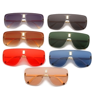Lunettes de soleil bouclier oversize en sept couleurs avec branches en métal fin