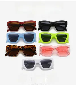 Detailed grid of fashion square sunglasses in various colors like burgundy and tortoiseshell