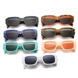 Retro rectangle thick frame sunglasses set with seven colorful plastic frame options