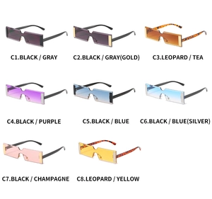 Detailed collection of rectangle rimless sunglasses in eight different color variants