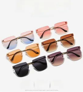 Collection de lunettes de soleil carrées sans monture en six couleurs dégradées