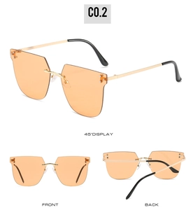 Vues détaillées multi-angles de lunettes de soleil carrées sans monture avec dégradé