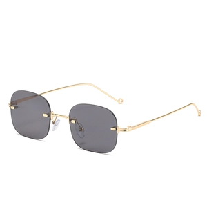 Rimless Sunglasses Women Metal Frame UV400 Protection Anti Blue Light Retro Square Fashion Eyewear Vintage