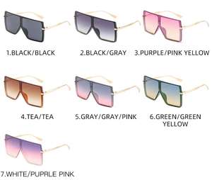 Selection of oversized square sunglasses featuring gradient lenses and gold metal temples