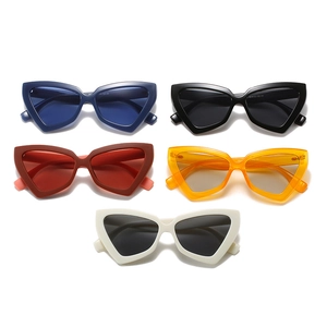 Collection of geometric triangle cat-eye sunglasses in multiple jelly colors