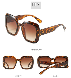 Detailansichten der quadratischen Schildpatt-Sonnenbrille mit braunen Verlaufsgläsern